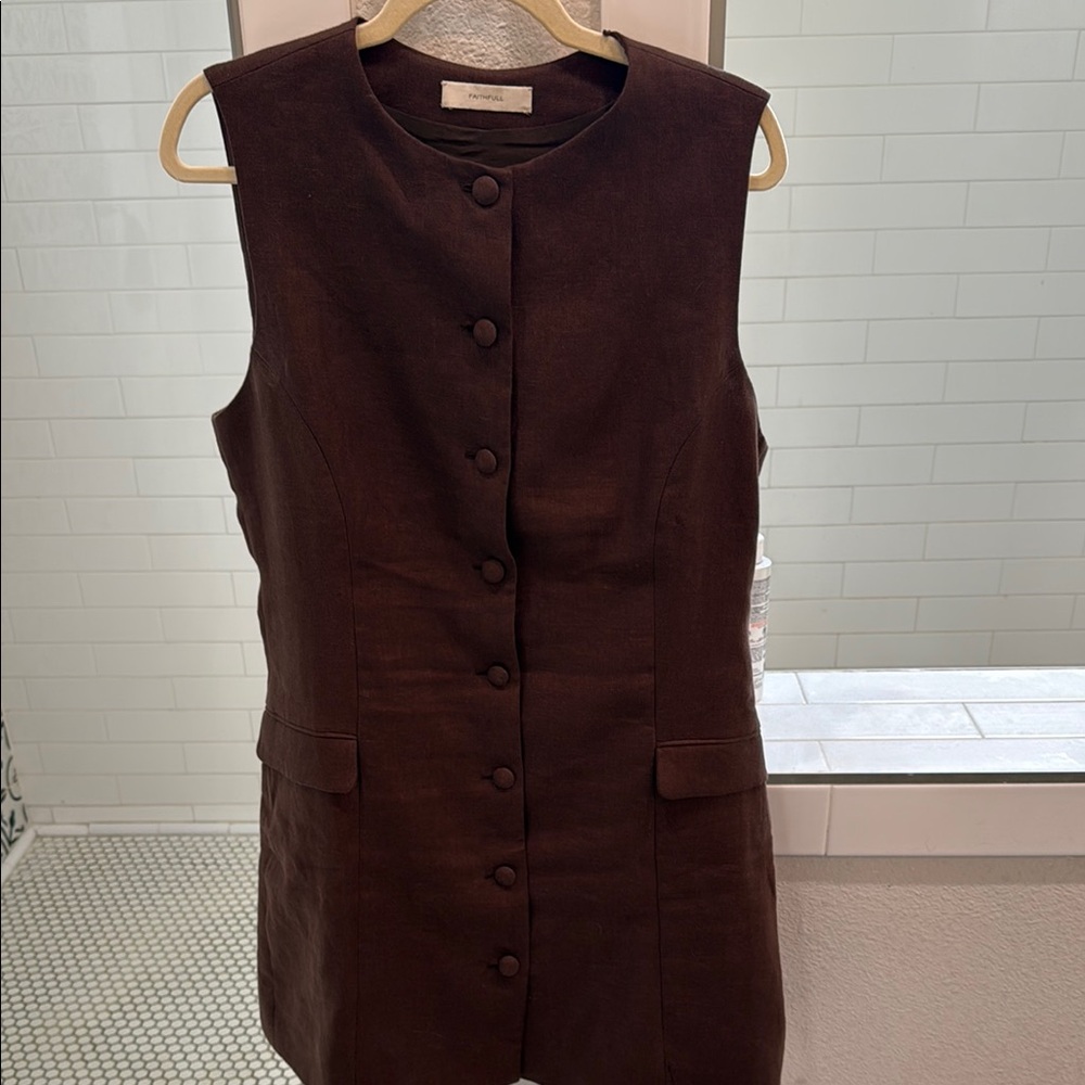 Faithfull the Brand brown linen vest dress Large 10